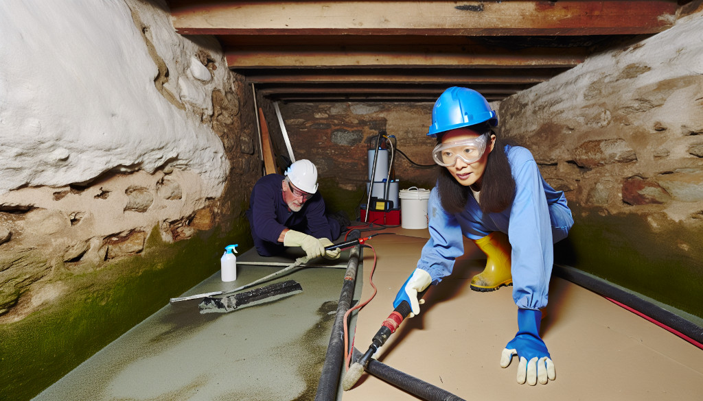 Photo of a basement being prepared for tanking cellar cellars